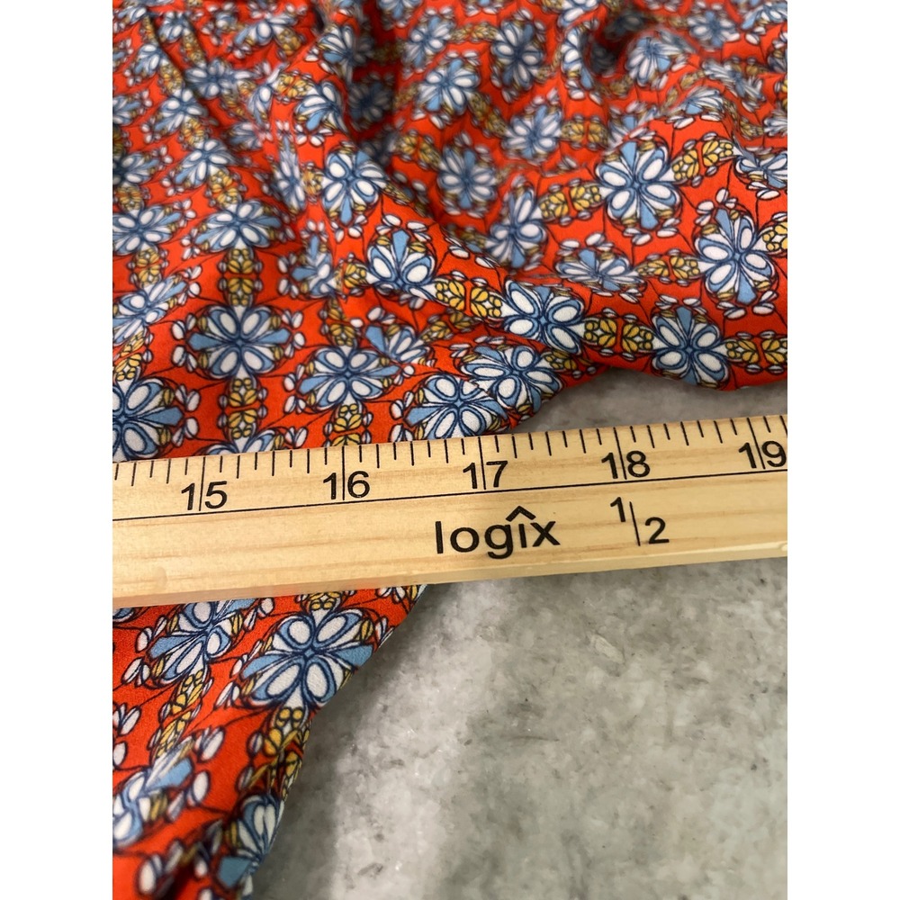 Max Studio Midi Dress Womens Small Orange Blue Floral Tiered Prairie Bohemian - Picture 9 of 12